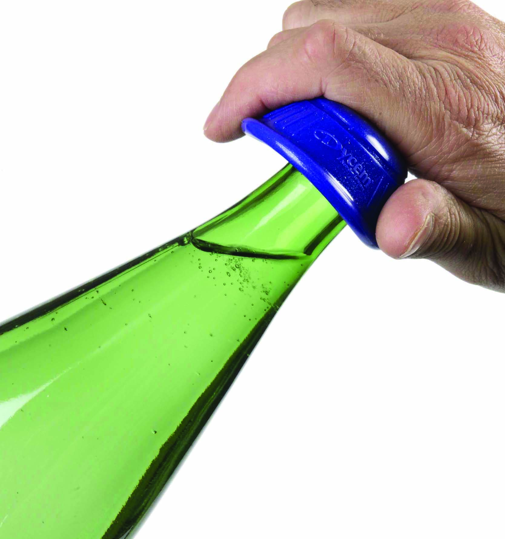 Dycem non-slip cone-shaped bottle opener, blue